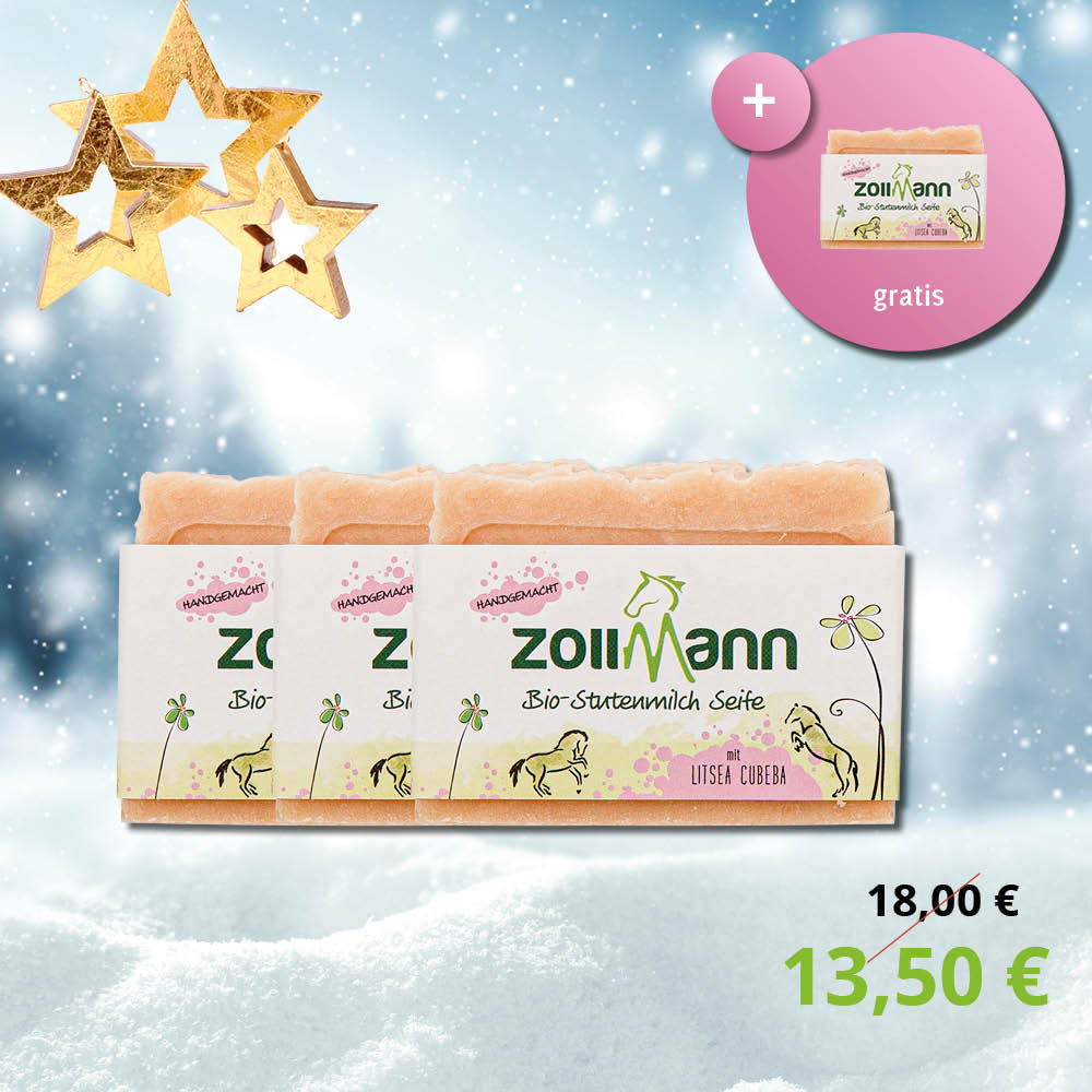 Winterangebot Bio-Stutenmilch Seife Litsea Cubeba 3 +1
