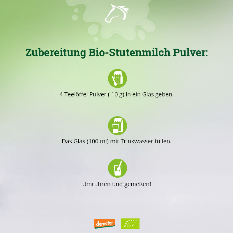 Winterangebot Bio-Stutenmilch Pulver 6 x 100g  Vorteilspack +1x Bio-Stutenmilch Creme gratis